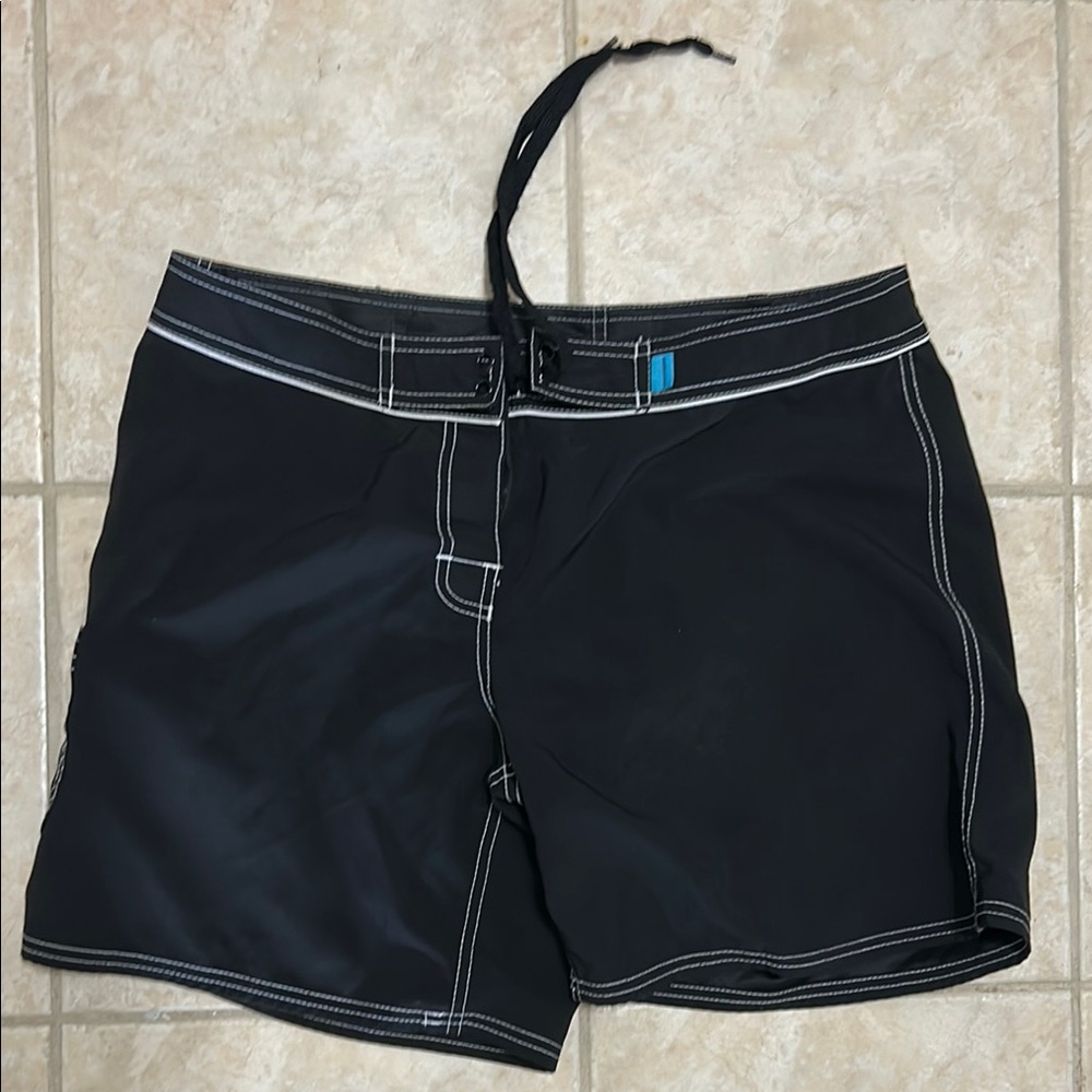 Mysterioso women Black padded Board Shorts with White Stitching Surf bike shorts